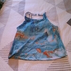 Women's Blue and Orange Swim Top
